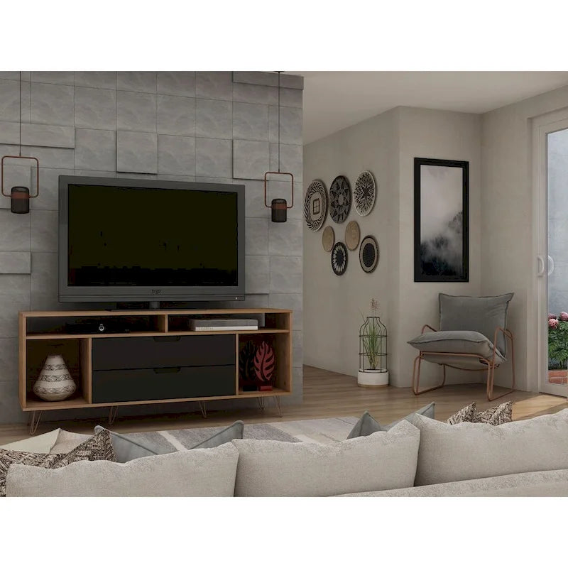 Meuble TV console Manhattan Comfort Rockefeller 62,99 po à pieds en métal