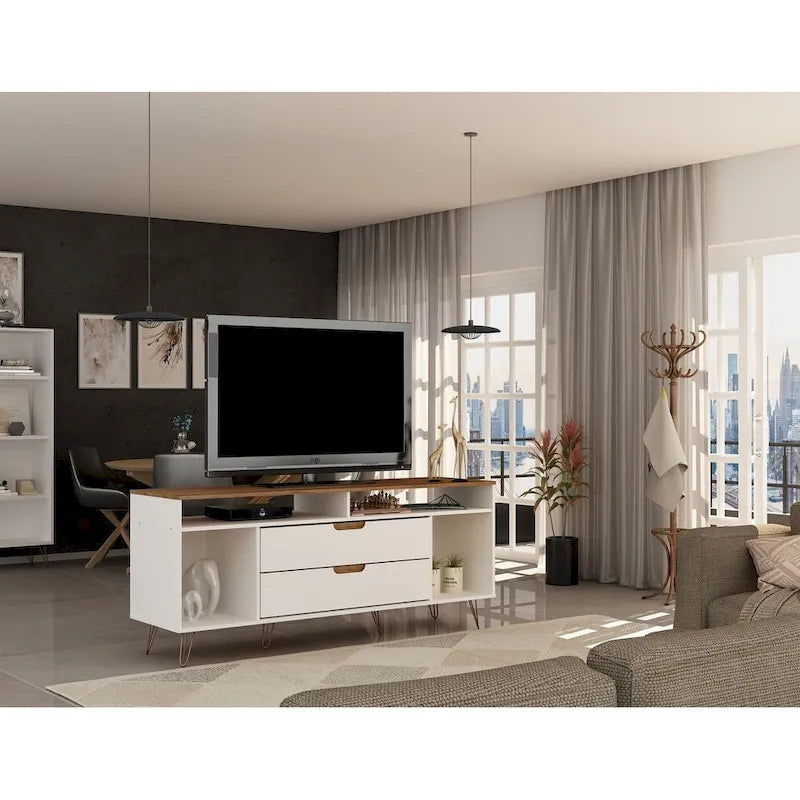 Meuble TV console Manhattan Comfort Rockefeller 62,99 po à pieds en métal