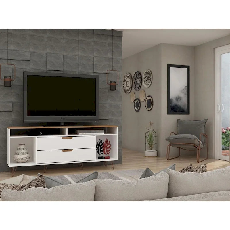 Meuble TV console Manhattan Comfort Rockefeller 62,99 po à pieds en métal