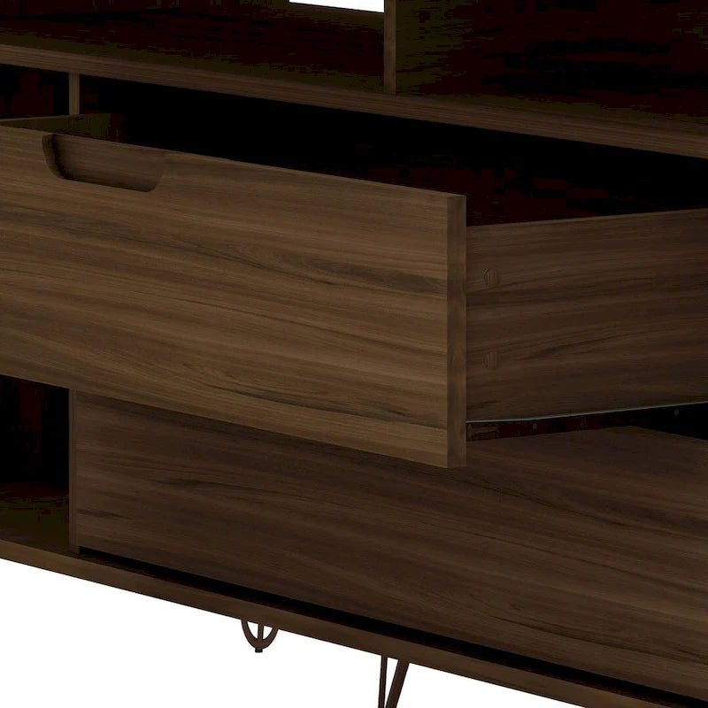 Meuble TV console Manhattan Comfort Rockefeller 62,99 po à pieds en métal