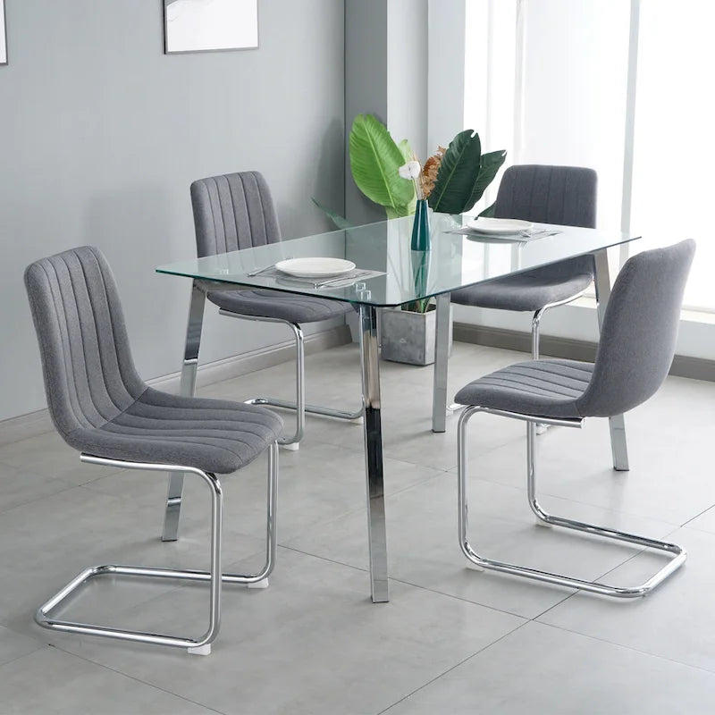 Lot de 4 chaises de salle à manger modernes avec pieds en métal