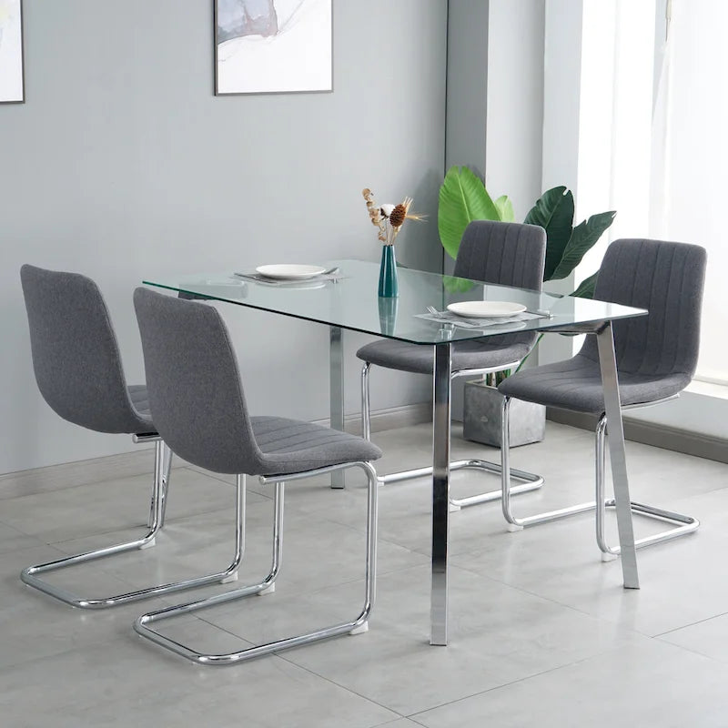 Lot de 4 chaises de salle à manger modernes avec pieds en métal