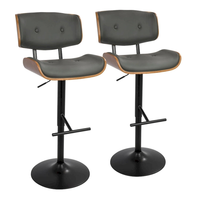 Tabouret de bar réglable avec repose-pieds droit en T (lot de 2)