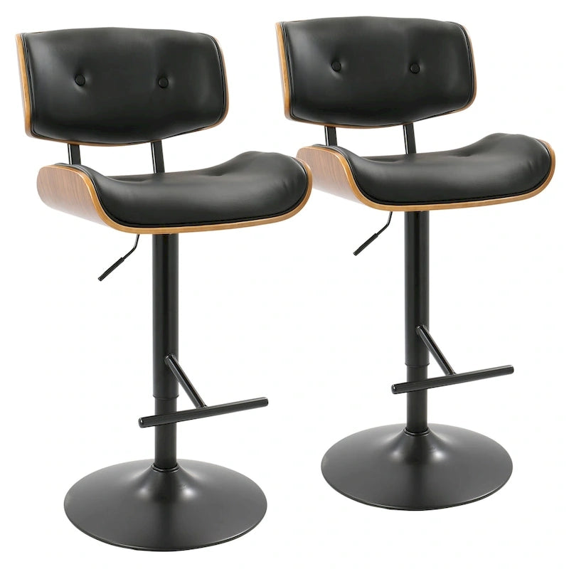 Tabouret de bar réglable avec repose-pieds droit en T (lot de 2)