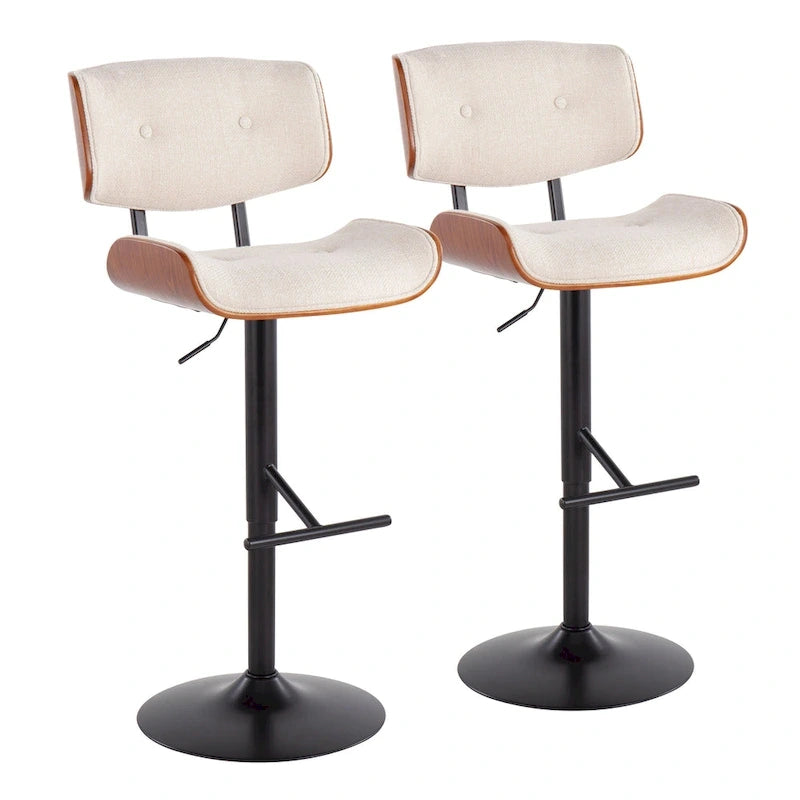 Tabouret de bar réglable avec repose-pieds droit en T (lot de 2)