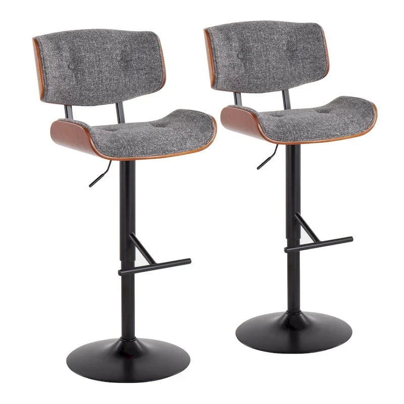 Tabouret de bar réglable avec repose-pieds droit en T (lot de 2)