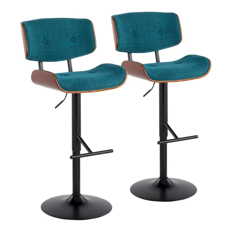 Tabouret de bar réglable avec repose-pieds droit en T (lot de 2)