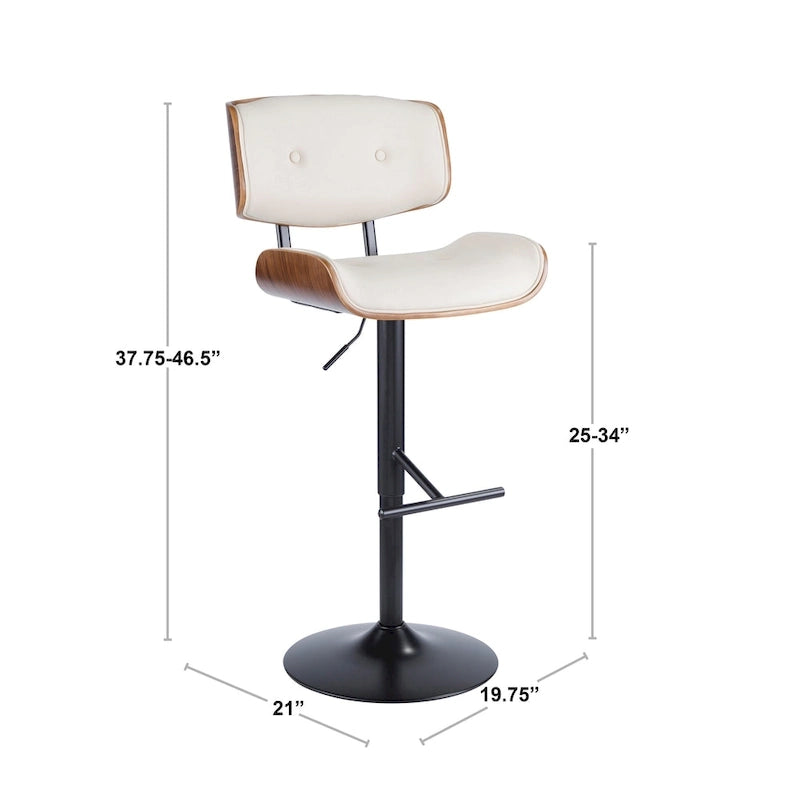 Tabouret de bar réglable avec repose-pieds droit en T (lot de 2)