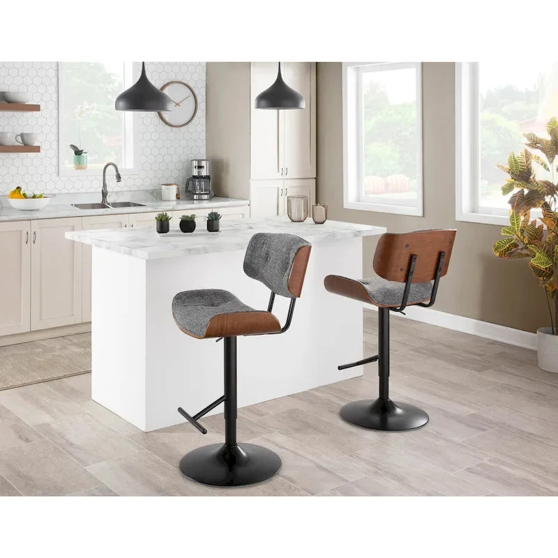 Tabouret de bar réglable avec repose-pieds droit en T (lot de 2)