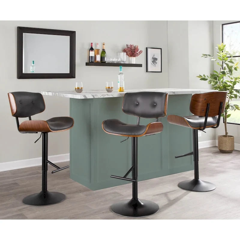 Tabouret de bar réglable avec repose-pieds droit en T (lot de 2)