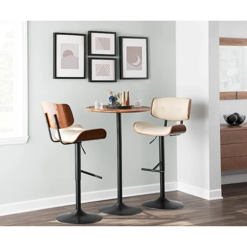 Tabouret de bar réglable avec repose-pieds droit en T (lot de 2)