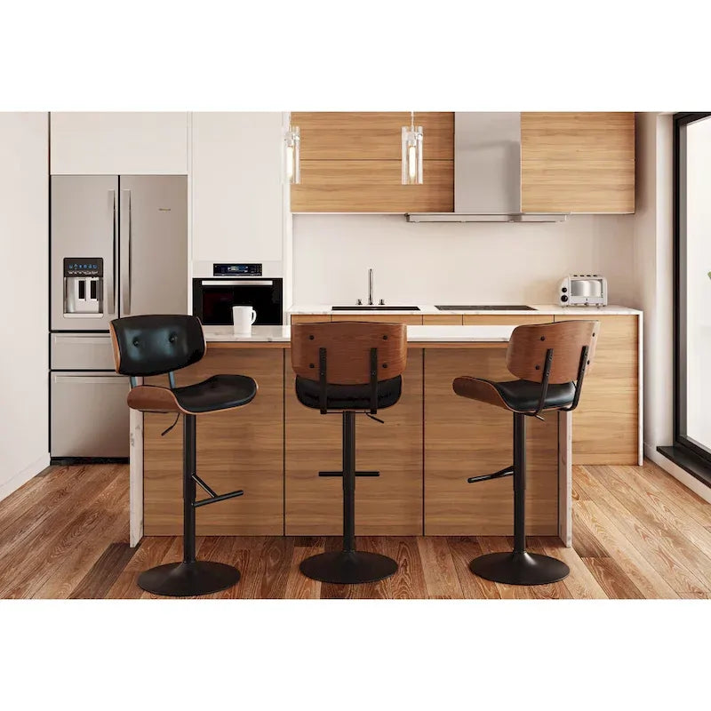 Tabouret de bar réglable avec repose-pieds droit en T (lot de 2)
