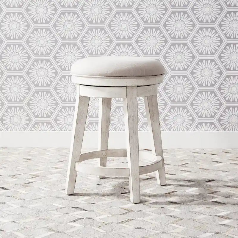 Ensemble 4 pièces de style ferme moderne, blanc vieilli, marché aux puces