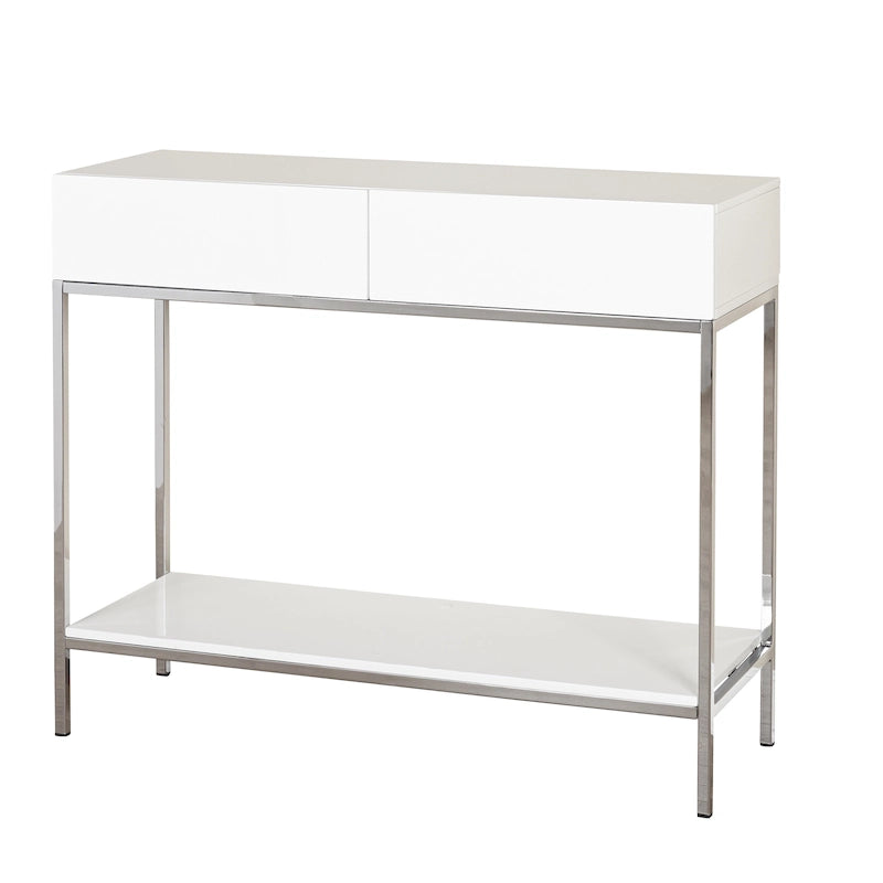 Console extensible blanc et chrome laqué Esprit simple