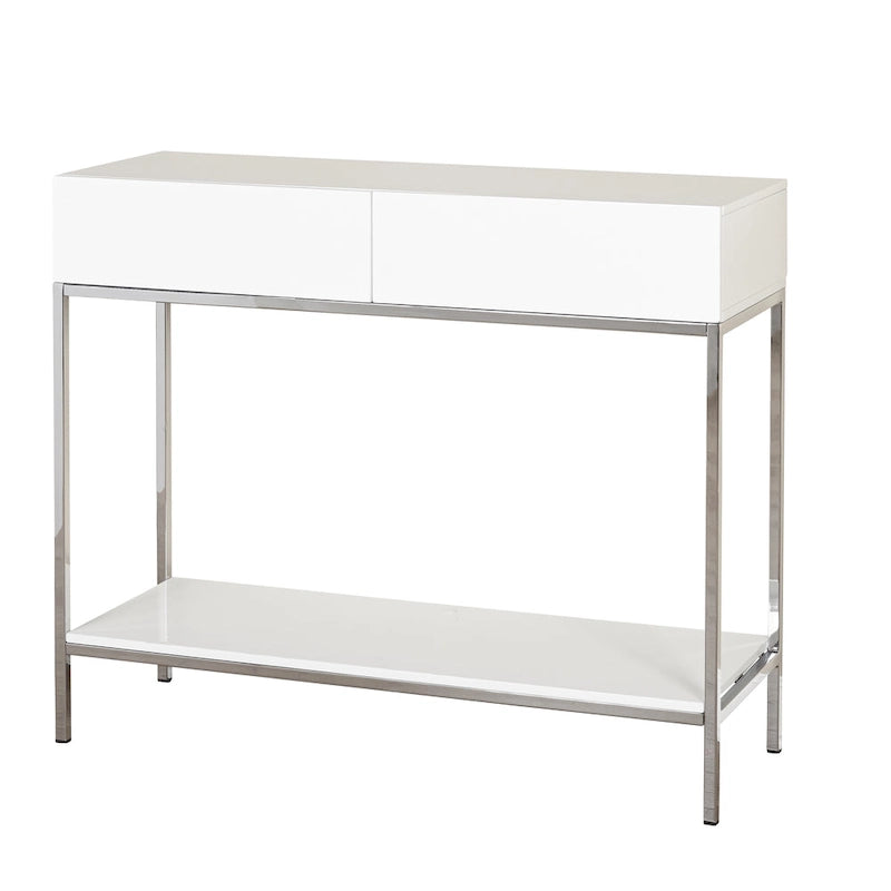 Console extensible blanc et chrome laqué Esprit simple