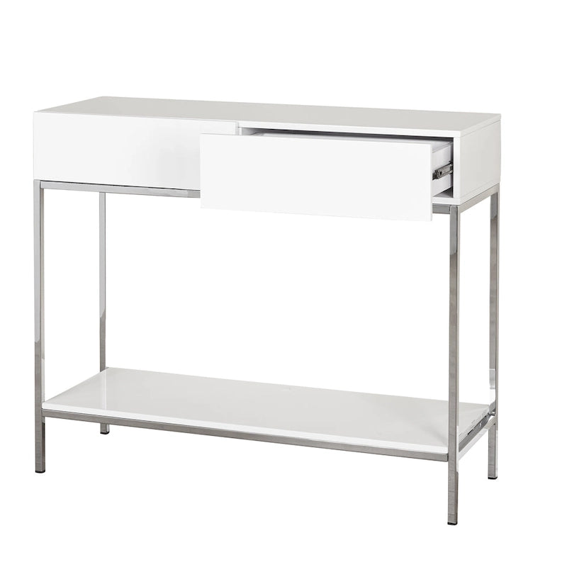 Console extensible blanc et chrome laqué Esprit simple