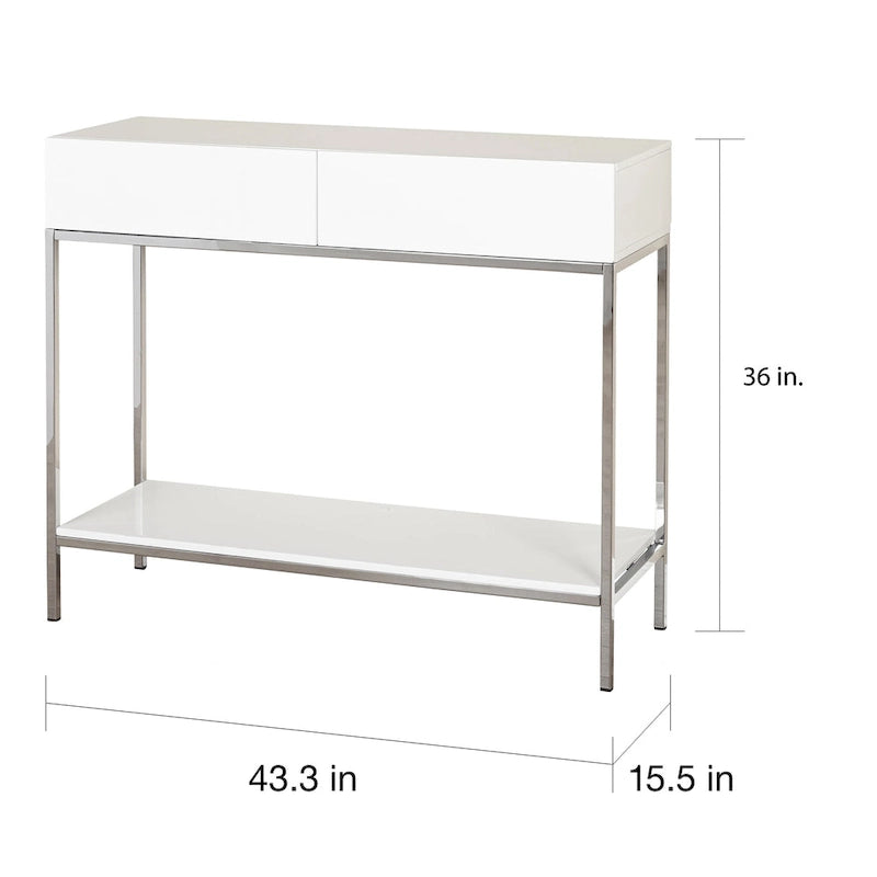 Console extensible blanc et chrome laqué Esprit simple