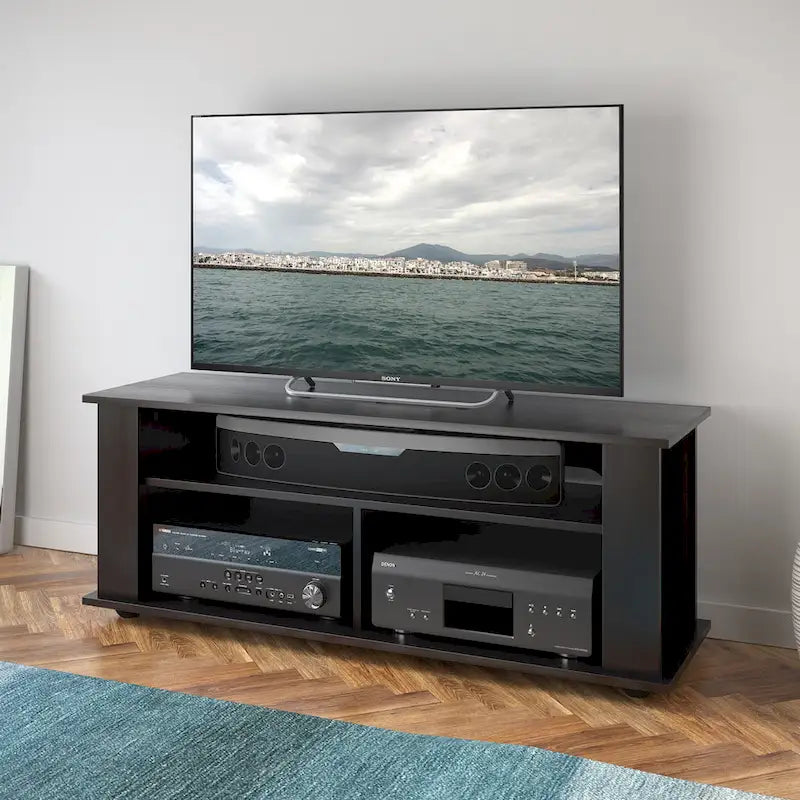 Meuble TV noir, pour téléviseurs jusqu'à 55 pouces