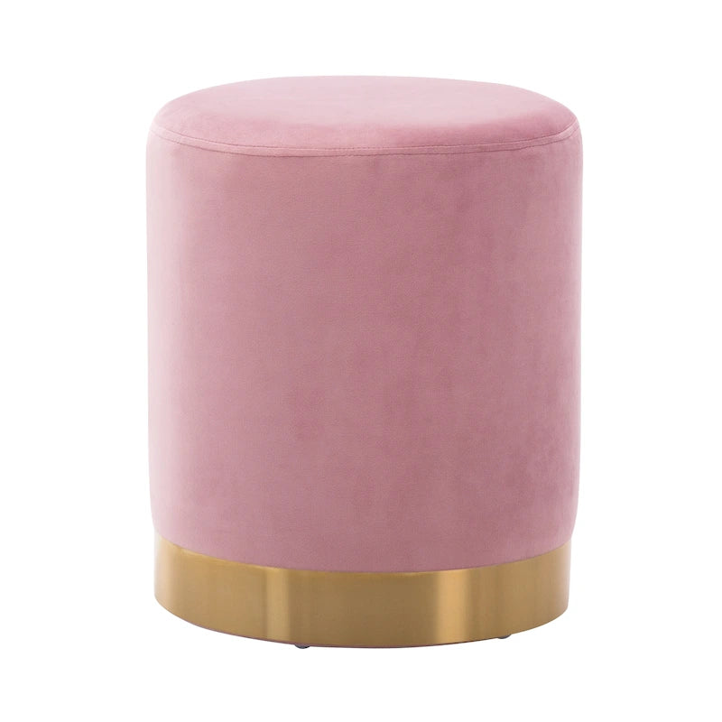 Petit Pouf Rond en Velours Rembourré