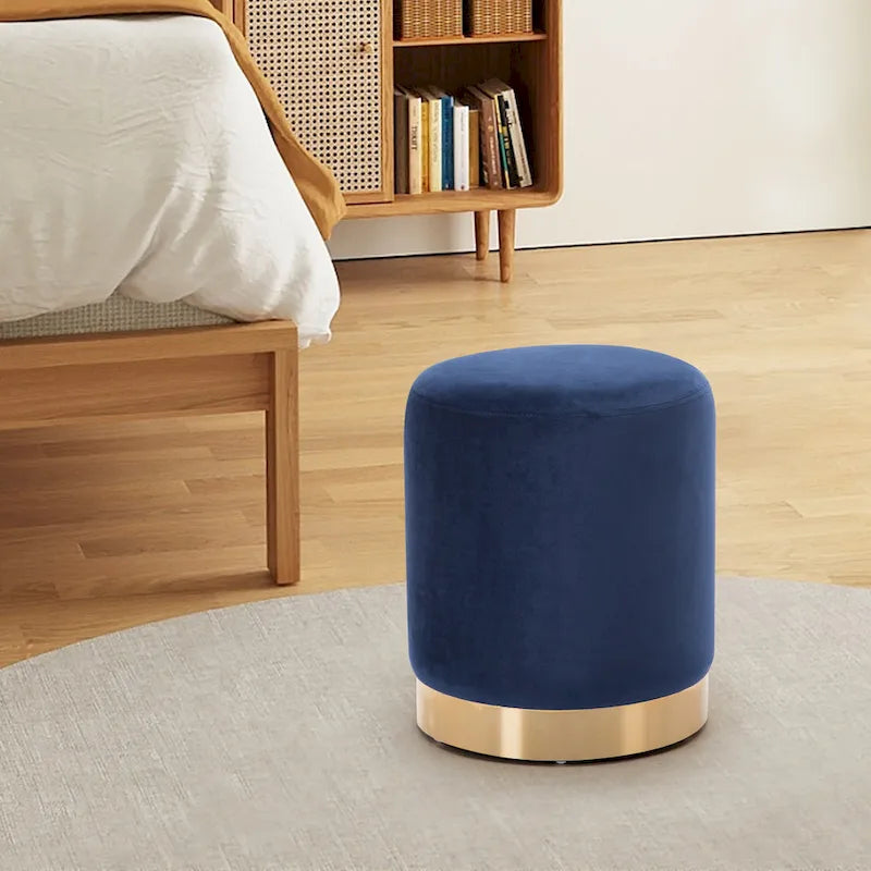 Petit Pouf Rond en Velours Rembourré