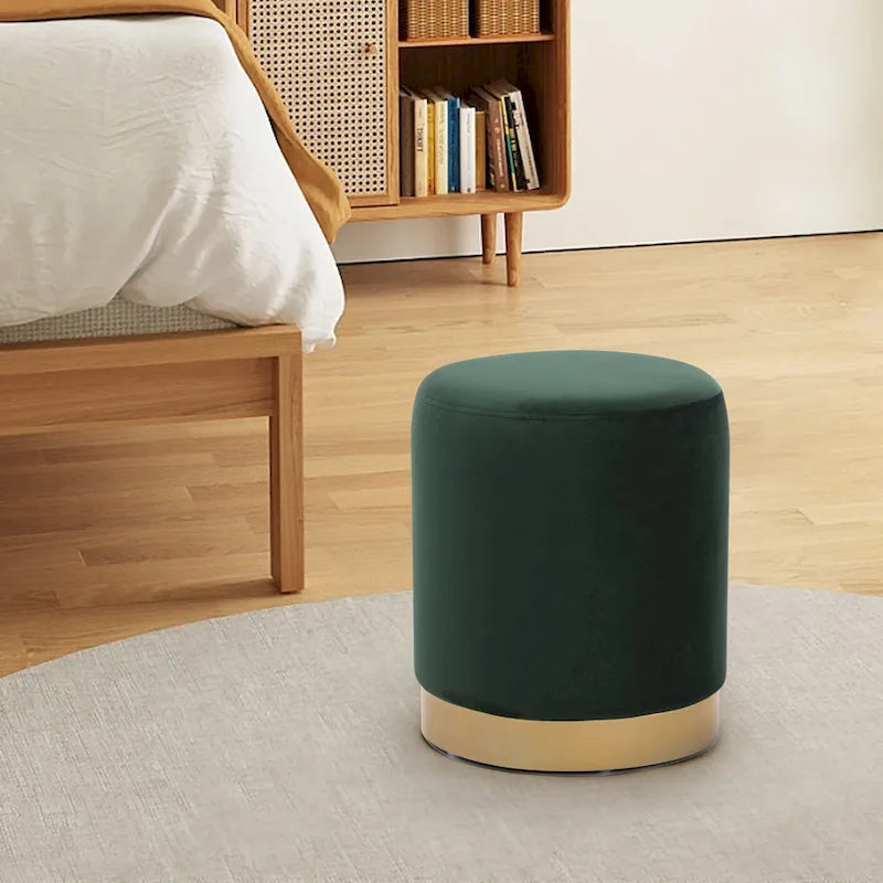 Petit Pouf Rond en Velours Rembourré