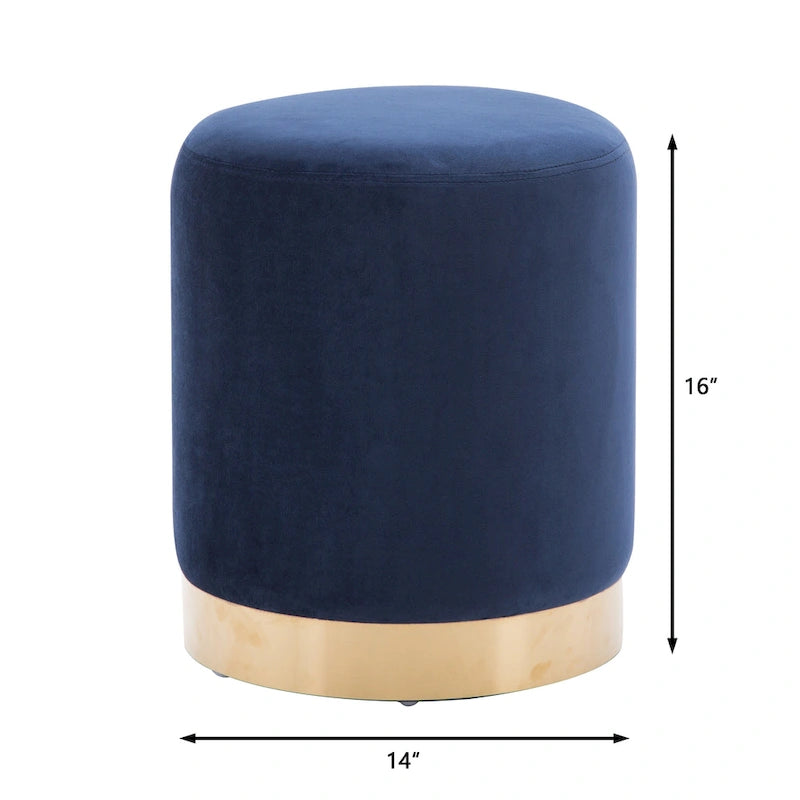 Petit Pouf Rond en Velours Rembourré