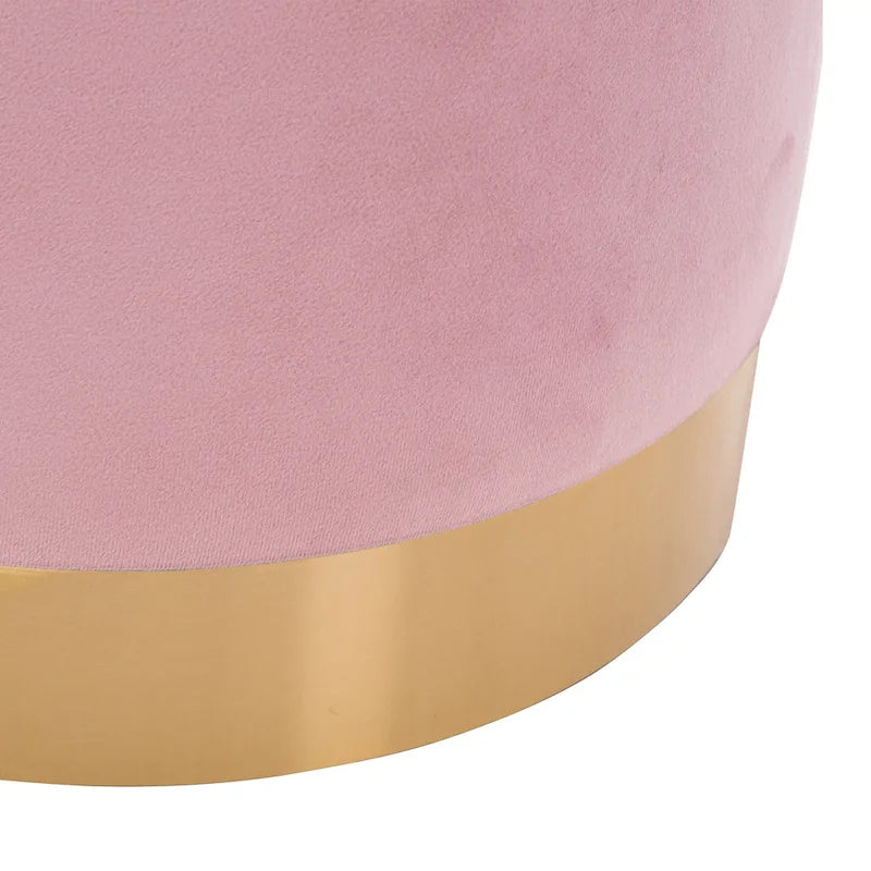 Petit Pouf Rond en Velours Rembourré