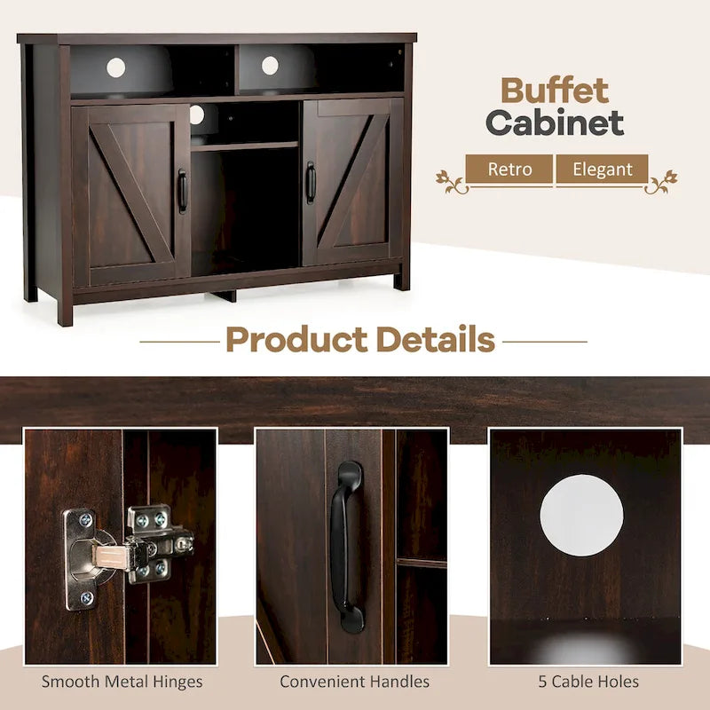 Buffet Bahut Meuble de Rangement de Cuisine avec Casier à Vin et 2 Portes