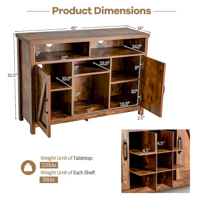 Buffet Bahut Meuble de Rangement de Cuisine avec Casier à Vin et 2 Portes