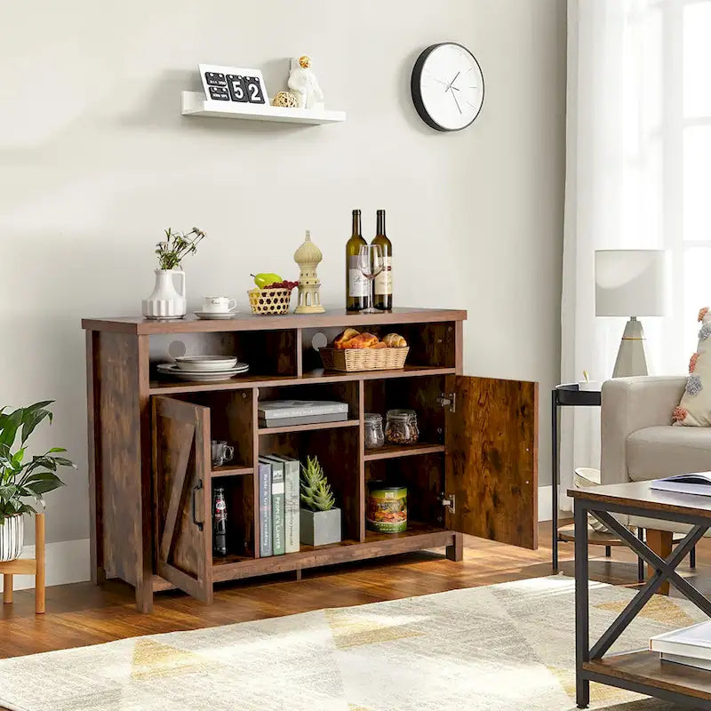 Buffet Bahut Meuble de Rangement de Cuisine avec Casier à Vin et 2 Portes