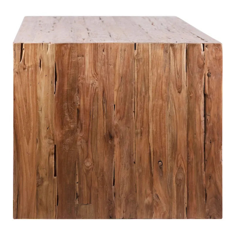 Table de salle à manger rectangulaire en teck recyclé de 78 pouces avec effet cascade
