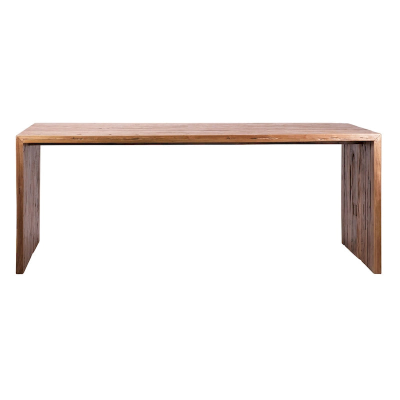 Table de salle à manger rectangulaire en teck recyclé de 78 pouces avec effet cascade