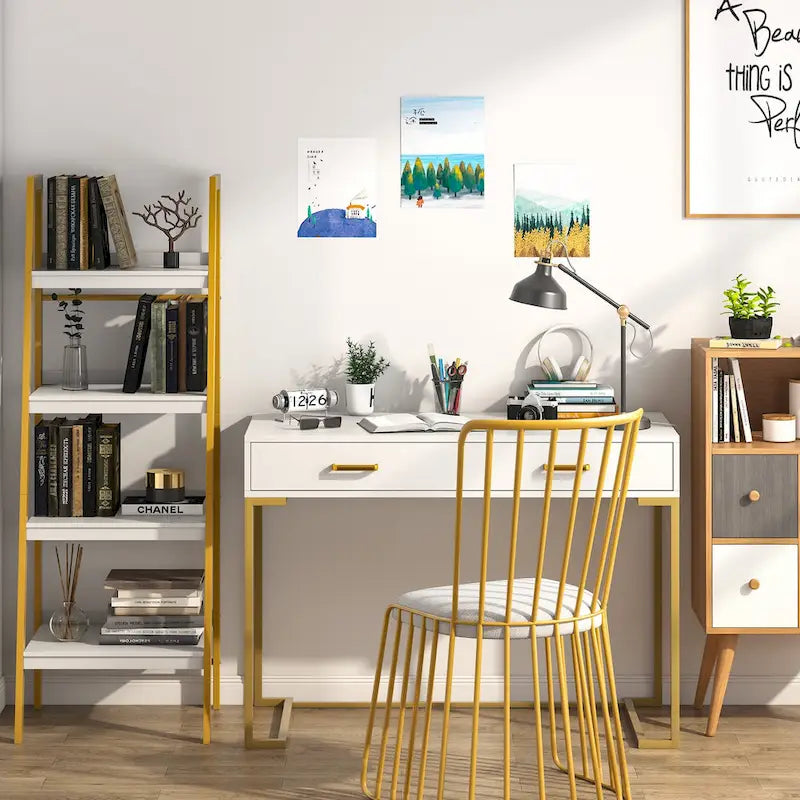 Bureau d'ordinateur moderne / Bureau de travail avec 2 tiroirs pour chambre à coucher, bureau à domicile