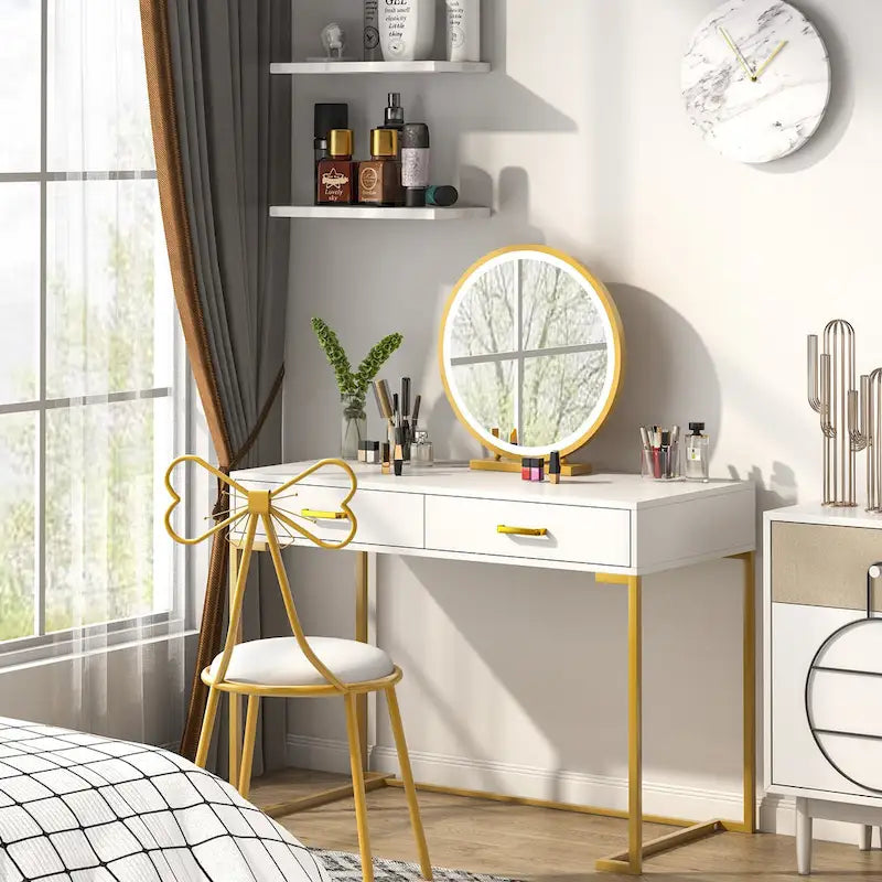 Bureau d'ordinateur moderne / Bureau de travail avec 2 tiroirs pour chambre à coucher, bureau à domicile