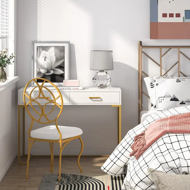 Bureau d'ordinateur moderne / Bureau de travail avec 2 tiroirs pour chambre à coucher, bureau à domicile