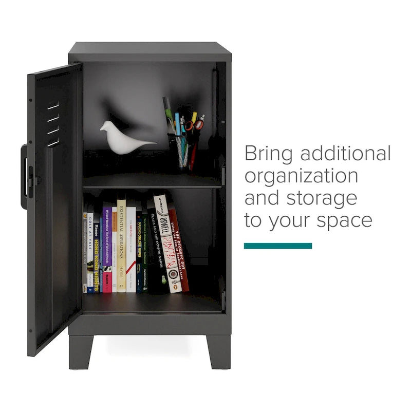 Armoire de rangement compacte à 2 étagères avec porte ventilée, 27,5 po H