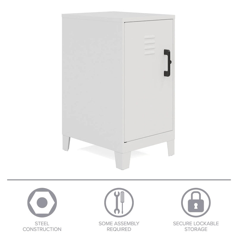 Armoire de rangement compacte à 2 étagères avec porte ventilée, 27,5 po H
