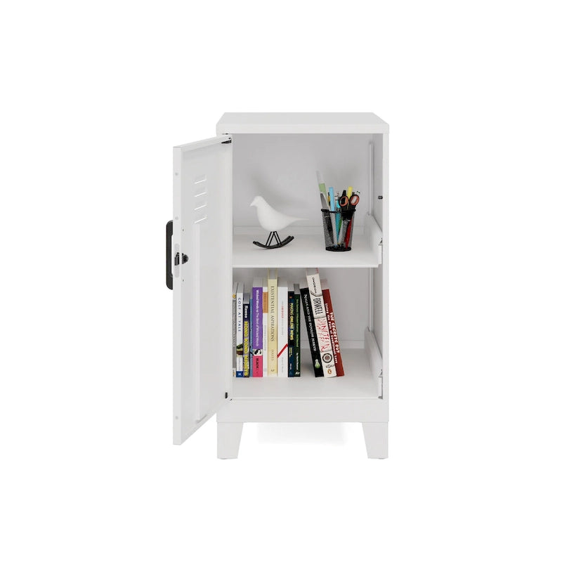 Armoire de rangement compacte à 2 étagères avec porte ventilée, 27,5 po H