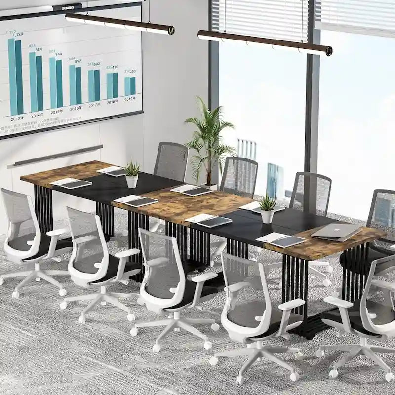 70,9 Table de bureau moderne, bureau de direction blanc avec cadre en métal doré