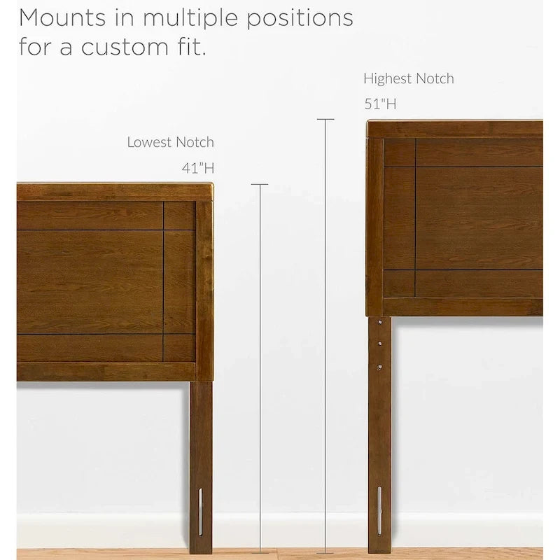 Tête de lit en bois de noyer de style campagnard, taille standard