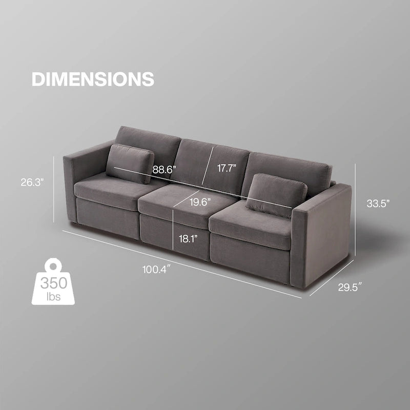 Canapé d'angle moderne en coton et lin, canapé d'angle surdimensionné, canapé-méridienne avec poufs de rangement pour le salon