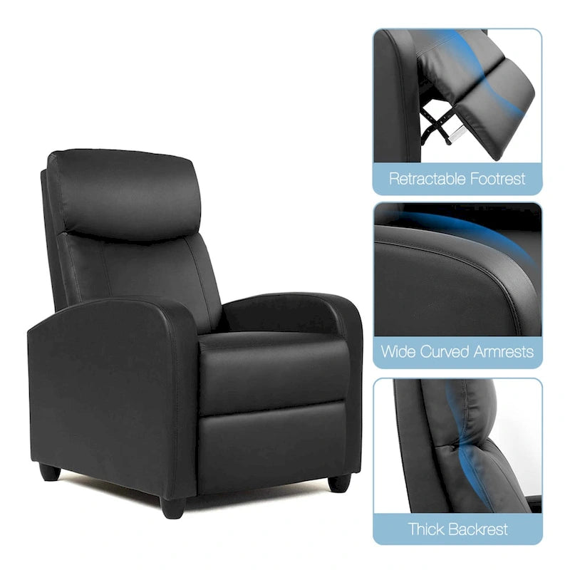 Fauteuil inclinable de massage avec mécanisme à pousser - Fauteuil de cinéma maison - Fauteuil inclinable