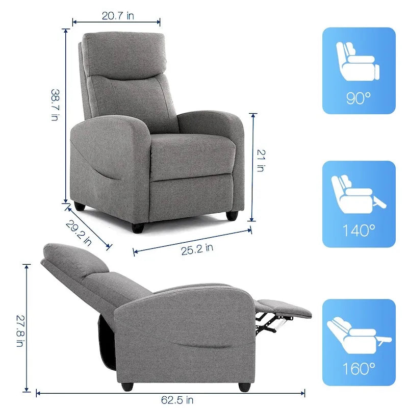Fauteuil inclinable de massage avec mécanisme à pousser - Fauteuil de cinéma maison - Fauteuil inclinable