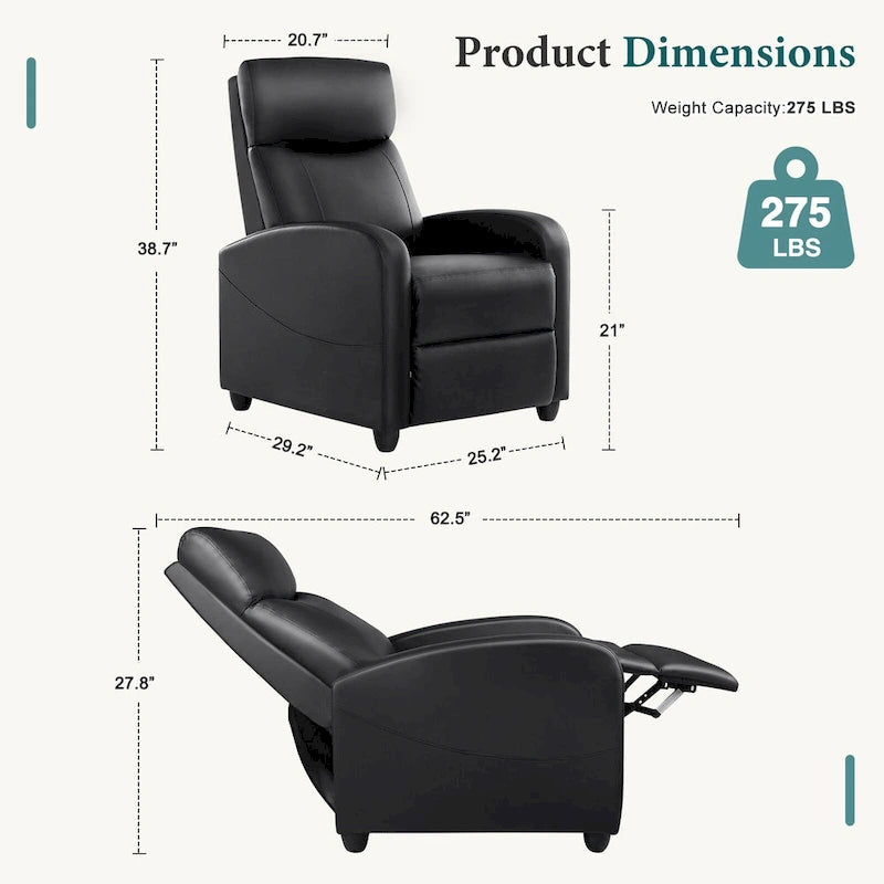Fauteuil inclinable de massage avec mécanisme à pousser - Fauteuil de cinéma maison - Fauteuil inclinable