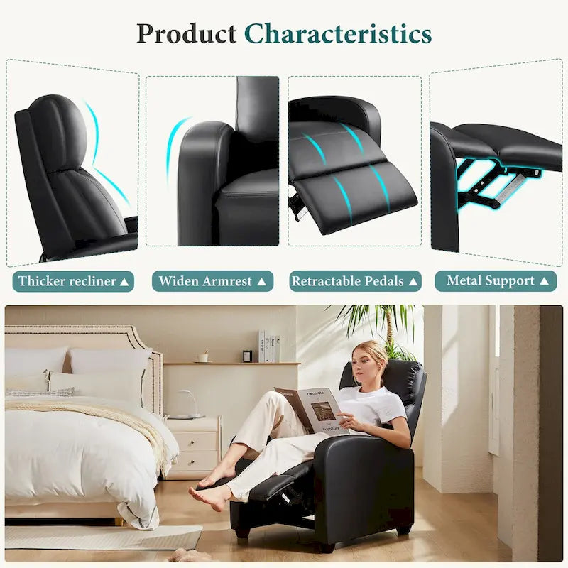 Fauteuil inclinable de massage avec mécanisme à pousser - Fauteuil de cinéma maison - Fauteuil inclinable
