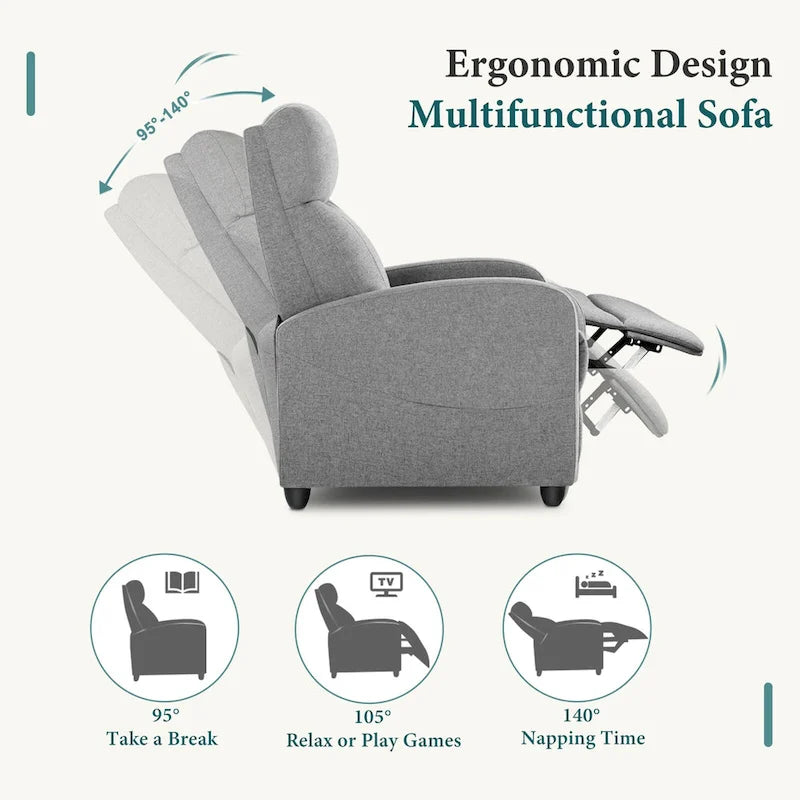 Fauteuil inclinable de massage avec mécanisme à pousser - Fauteuil de cinéma maison - Fauteuil inclinable