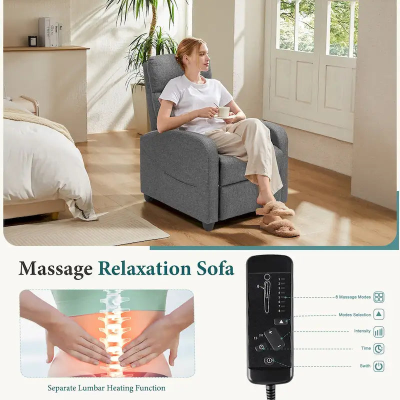 Fauteuil inclinable de massage avec mécanisme à pousser - Fauteuil de cinéma maison - Fauteuil inclinable