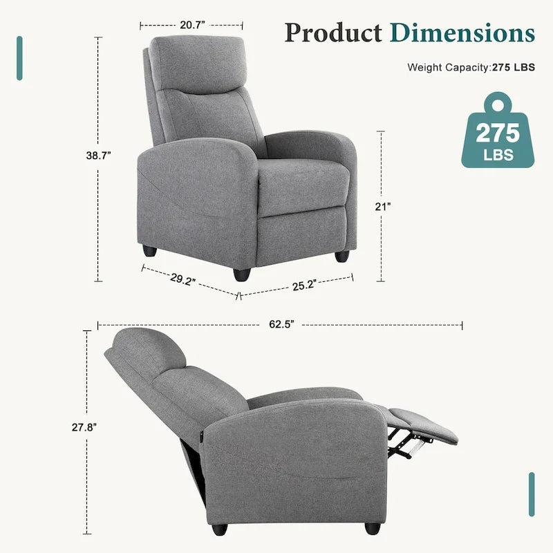 Fauteuil inclinable de massage avec mécanisme à pousser - Fauteuil de cinéma maison - Fauteuil inclinable