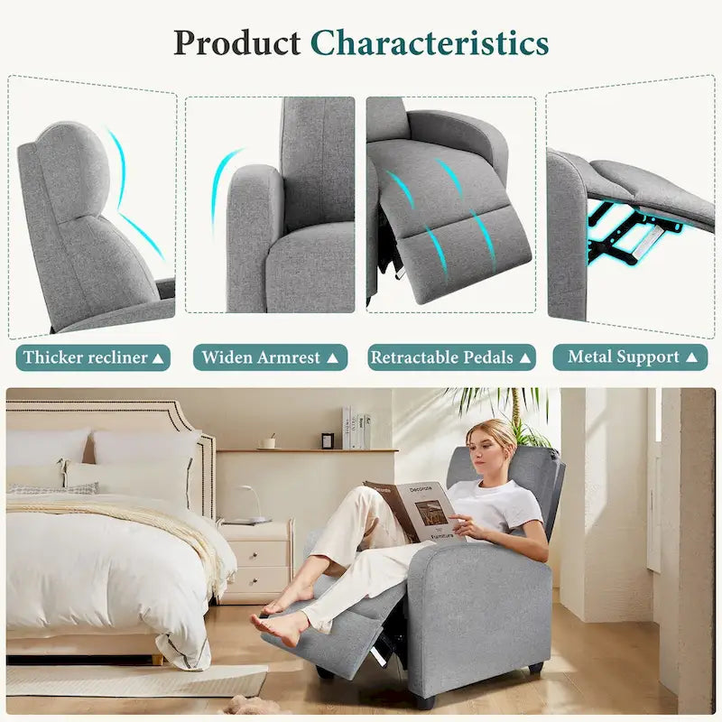 Fauteuil inclinable de massage avec mécanisme à pousser - Fauteuil de cinéma maison - Fauteuil inclinable