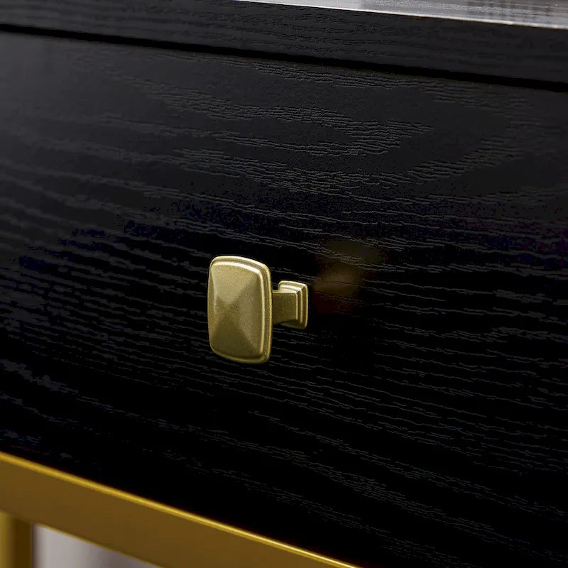Console avec 3 tiroirs, table d'entrée noire avec étagères de rangement